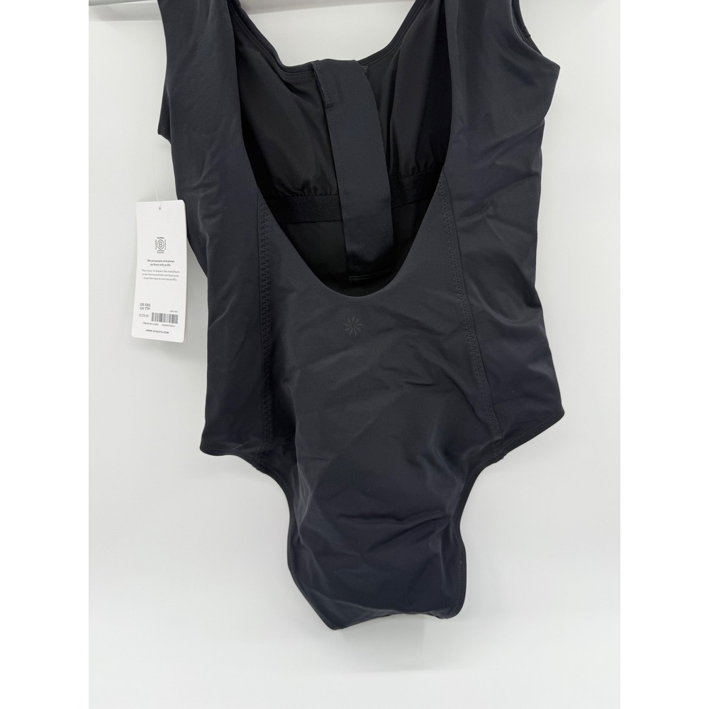 Athleta Deep Sea One Piece‎ Swimsuit Black Front Zip Open Back XXS - Picture 3 of 5